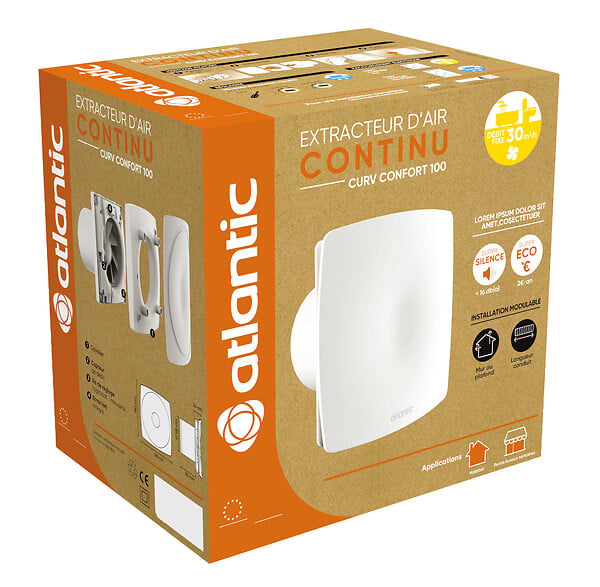 ATLANTIC - Extracteur Permanent Curv Confort 100 - 1w - 30m³/h - 18db(a) - Blanc - large