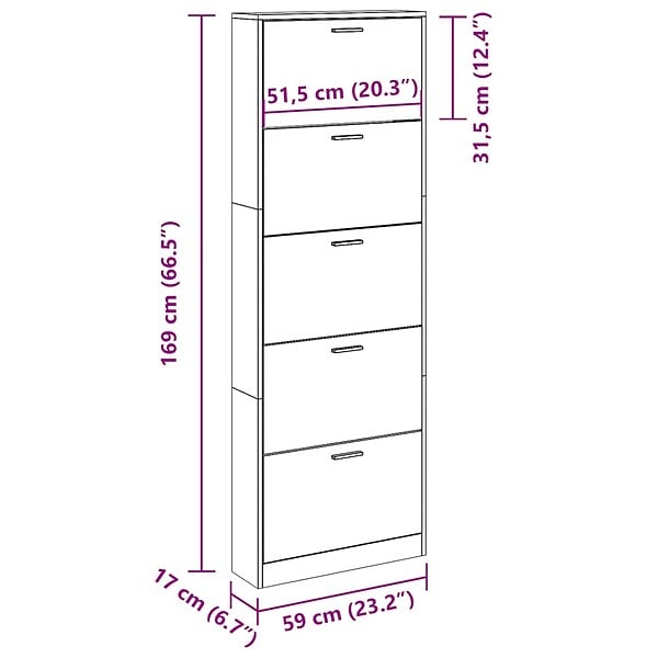 VIDAXL - vidaXL Meuble à  chaussures en bois avec 5 compartiments Blanc - large