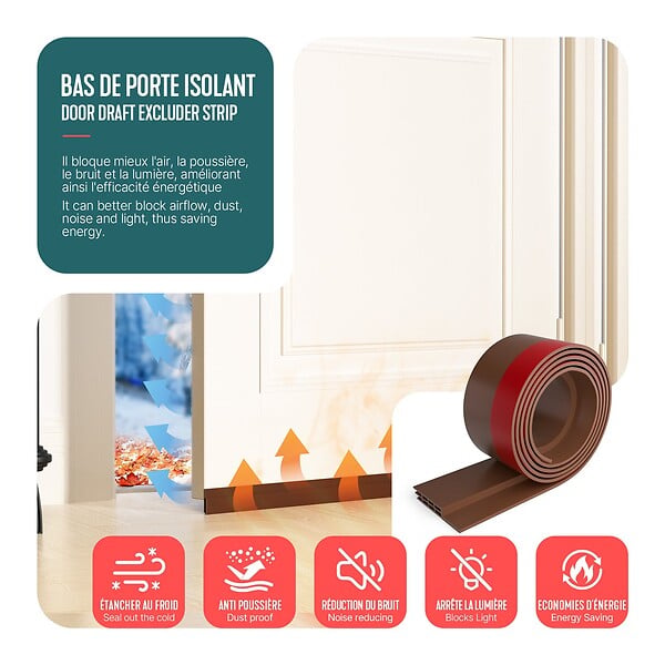 VOUNOT - Bas de porte isolant coupe froid 100 cm marron - large