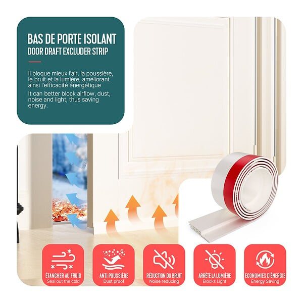 VOUNOT - Bas de porte isolant coupe froid 100 cm blanc - large