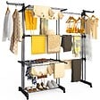 VOUNOT - Sechoir a linge etendoir extensible 4 Niveaux 190x64x170cm noir-gris - vignette