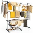 VOUNOT - Sechoir a linge etendoir extensible 4 Niveaux 190x64x170cm gris-blanc - vignette