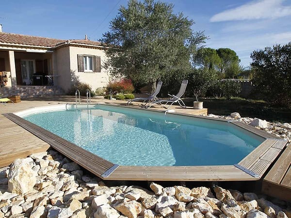 UBBINK - Piscine bois Azura 6,10 x 4,00 x 1,20 m - Liner beige - Ubbink - large