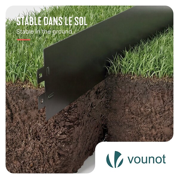 VOUNOT - Lot de 20 Bordure de jardin en métal flexible 100x13cm noir - large