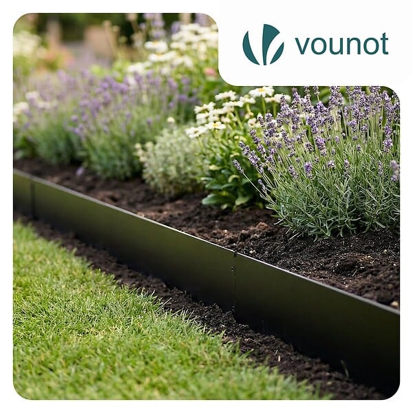 VOUNOT - Lot de 35 Bordure de jardin en métal flexible 100x18cm noir - large
