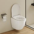 EMKE - EMKE WC Suspendu Design en D – 49 × 37 × 37 cm, Céramique Blanche Brillante, Abattant Soft-Close, Chasse Directe - vignette