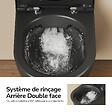 EMKE - EMKE WC Suspendu Design en D – 49 × 37 × 37 cm, Céramique Noir Mat, Abattant Soft-Close, Chasse Directe - vignette