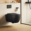 EMKE - EMKE WC Suspendu Sans Bride– Double Chasse 3,5/5 L, Design en D, Abattant Soft-Close, Céramique Noir Mat - vignette