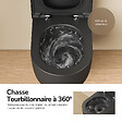 EMKE - EMKE WC Suspendu Sans Bride– Double Chasse 3,5/5 L, Design en D, Abattant Soft-Close, Céramique Noir Mat - vignette