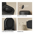 EMKE - EMKE WC Suspendu Sans Bride– Double Chasse 3,5/5 L, Design en D, Abattant Soft-Close, Céramique Noir Mat - vignette