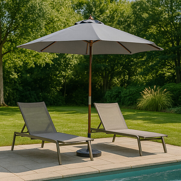 CONCEPT USINE - Parasol  gris droit rond 3 x 3 m CANCUN - large