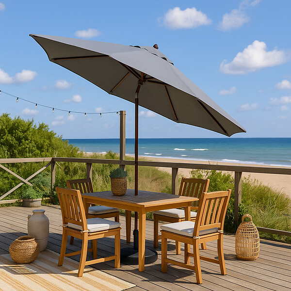 CONCEPT USINE - Parasol  gris droit rond 3 x 3 m CANCUN - large
