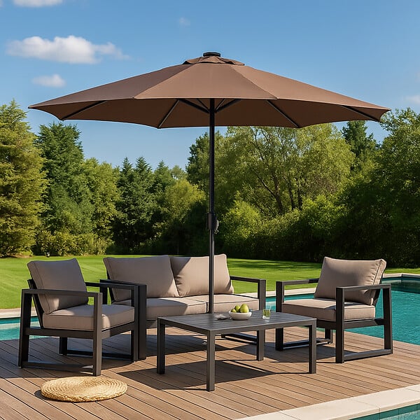 CONCEPT USINE - Parasol marron rond 292 x 292 m led MANAROLA $ - large