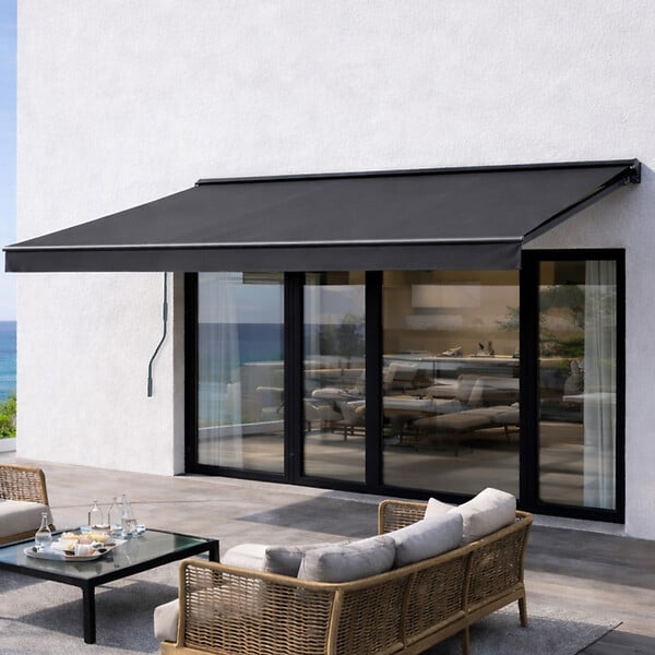 CONCEPT USINE - Store banne manuel 395 x 3 m en aluminium avec toile gris ADRO $ - large