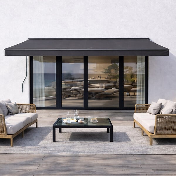 CONCEPT USINE - Store banne manuel 395 x 3 m en aluminium avec toile gris ADRO $ - large
