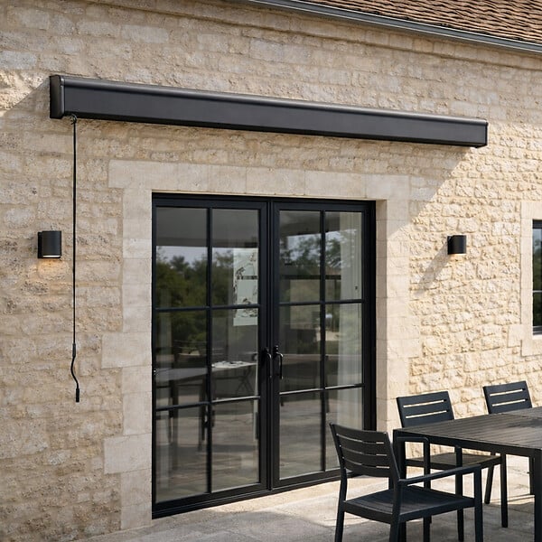 CONCEPT USINE - Store banne motorisé 395 x 3 m en aluminium avec toile gris LOZIO $ - large