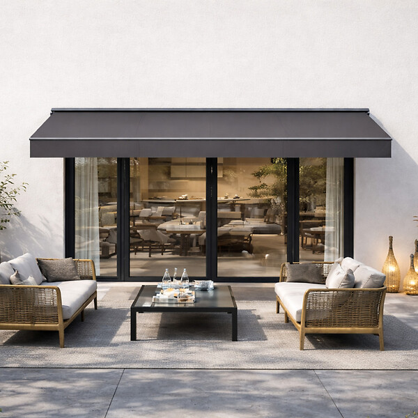CONCEPT USINE - Store banne manuel 2,95 x 2,5 m en aluminium avec toile gris ADRO - large