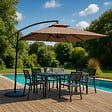 CONCEPT USINE - Parasol marron déporté rond 295 x 295 m CAPRI $ - vignette
