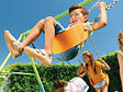 INTEX - Portique-balançoire 5 agrès - 2 balançoires + face à face + nid d'oiseau + toboggan - Intex - vignette