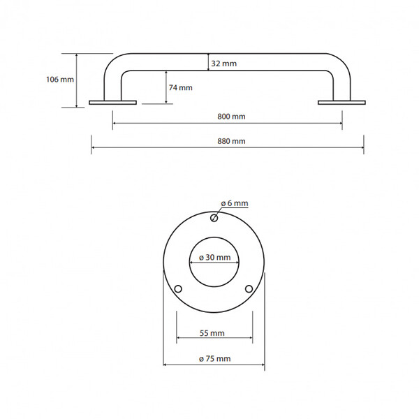 BEMETA - Barre de maintien de douche HELP en blanc comaxite - large