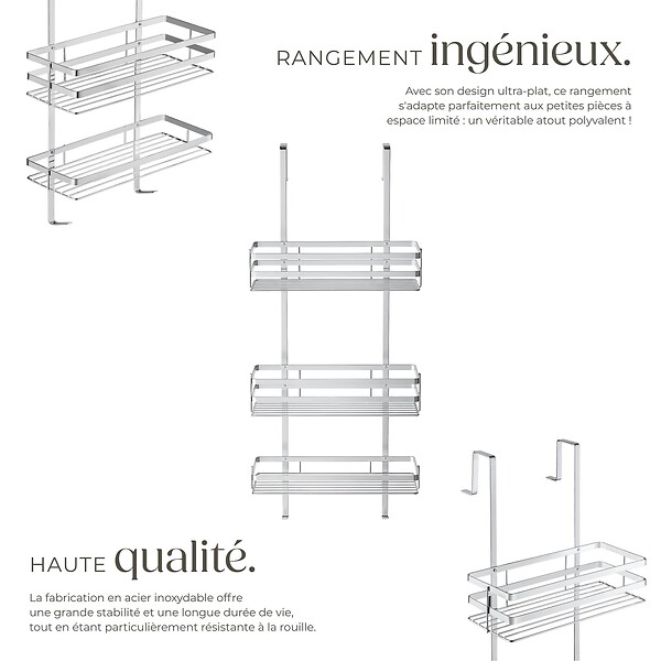 TECTAKE - Étagère de douche argent - large