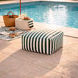 CONCEPT USINE - Pouf exterieur rayé vert déperlant 55x65x35 cm POSITANO - vignette