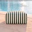 CONCEPT USINE - Pouf exterieur rayé vert déperlant 55x65x35 cm POSITANO - vignette