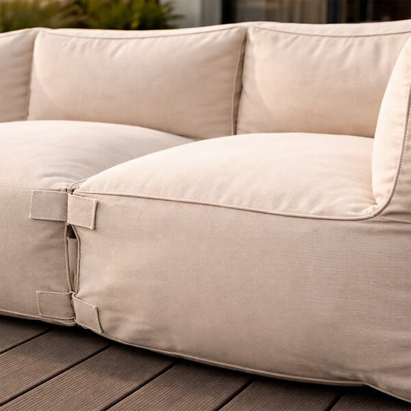 CONCEPT USINE - Salon de jardin modulable 4 places beige en tissu déperlant PRAIANO - large
