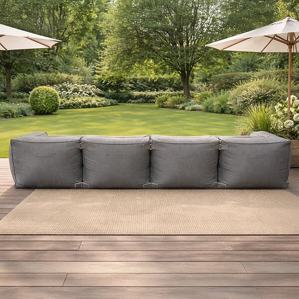 CONCEPT USINE - Salon de jardin modulable 4 places gris en tissu déperlant PRAIANO - large