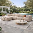 CONCEPT USINE - Salon de jardin modulable 5 places beige en tissu déperlant PRAIANO - vignette