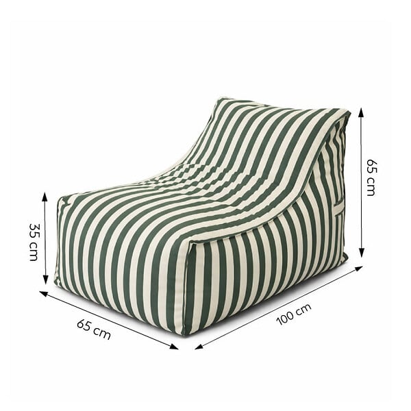 CONCEPT USINE - Pouf exterieur rayé vert en tissu déperlant 100x65x65 cm POSITANO - large