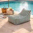 CONCEPT USINE - Pouf exterieur rayé vert en tissu déperlant 100x65x65 cm POSITANO - vignette