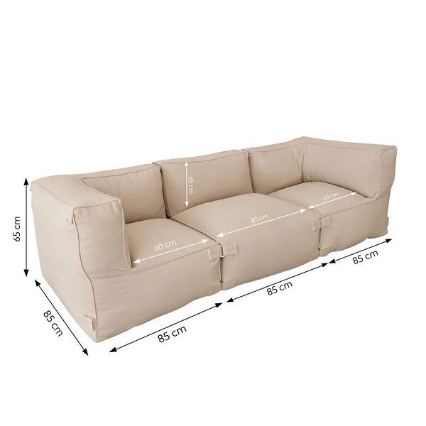 CONCEPT USINE - Salon de jardin modulable 3 places beige en tissu déperlant PRAIANO - large