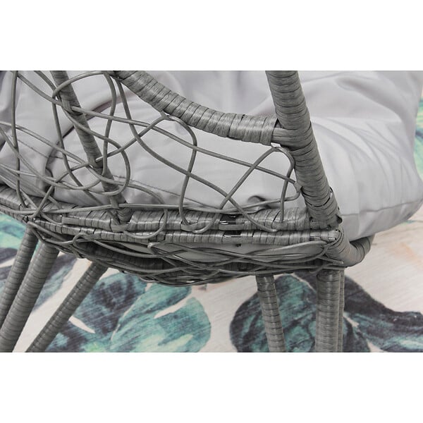 CONCEPT USINE - Fauteuil œuf sur pied en résine gris effet rotin JANE - large