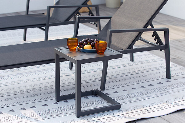 CONCEPT USINE - Lot de 2 transats et une table d'appoint noir BARI - large