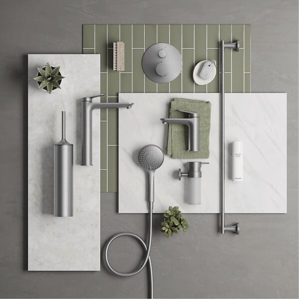 DURAVIT - Pommeau de douche 3 jets Universal avec curseur inox brossé + flexible de douche - large