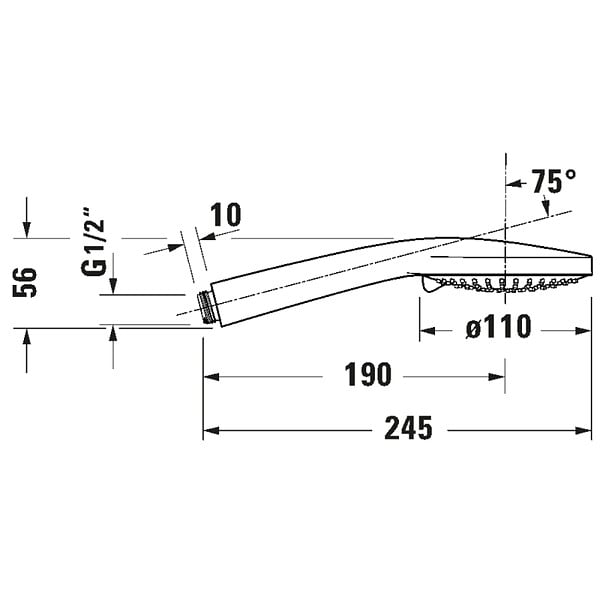 DURAVIT - Pommeau de douche 3 jets Universal avec curseur inox brossé + flexible de douche - large