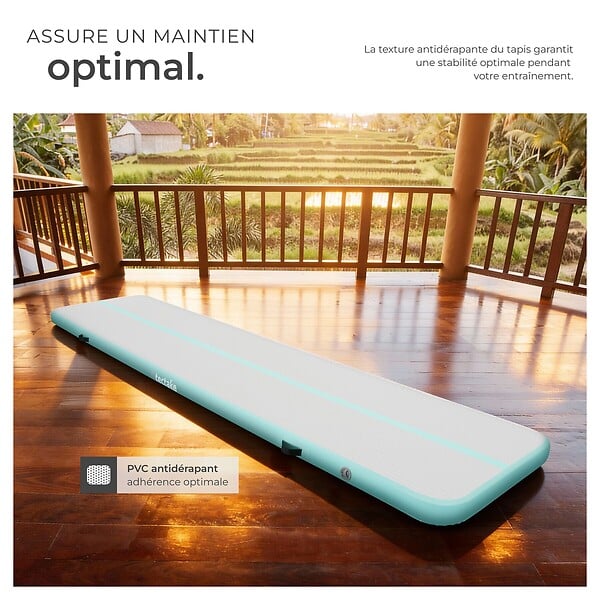 TECTAKE - Tapis Airtrack gonflable AirFlexy avec pompe à air électrique gris/bleu - large