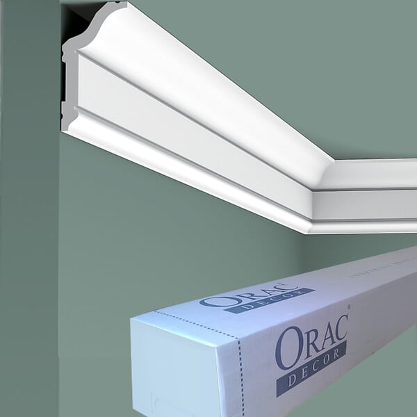 ORAC DECOR - CX141 Corniche plafond Orac Decor - 5,9x3,1x200cm (h x p x L) - moulure décorative polymère Pack 2 pièces - large