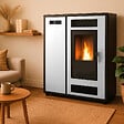 SANNOVER - Poêle à granulés Air Slim Astral 12,2 kW Blanc Sannover - vignette
