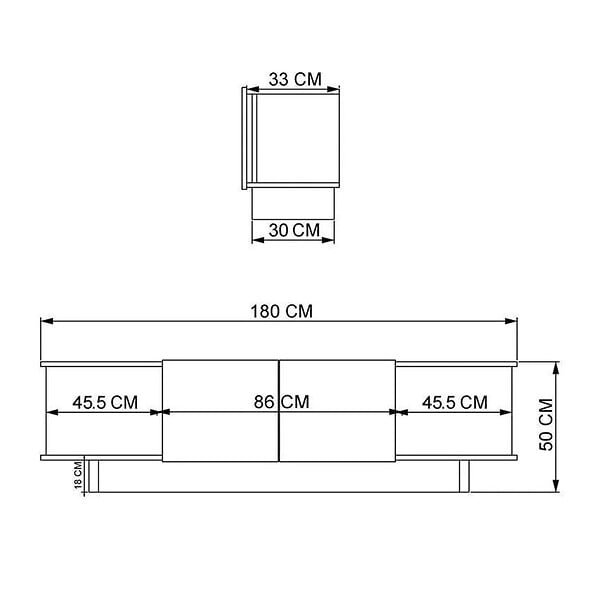 CONCEPT USINE - Meuble TV design avec placards aspect bois et beige 180cm BRONA - large
