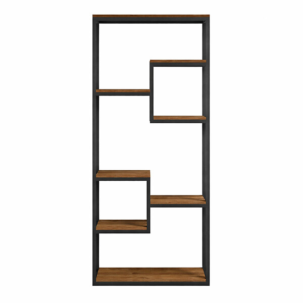 CONCEPT USINE - Étagère haute style industriel noyer et noir - 182 cm LOPA - large