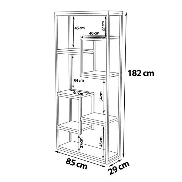 CONCEPT USINE - Étagère haute style industriel noyer et noir - 182 cm LOPA - large