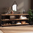 CONCEPT USINE - Étagère design basse noir et bois 180 cm SOFIE $ - vignette