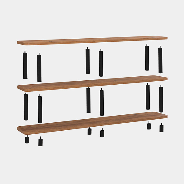 CONCEPT USINE - Étagère design basse noir et bois 180 cm SOFIE $ - large