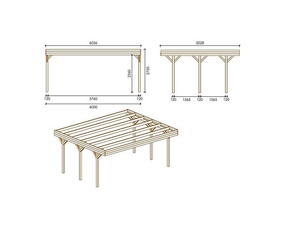 ALTANKA - Carport, abri de voiture  6.06x5.03 m - 30 m2 - couverture PVC  - CAR5PVCTR - large