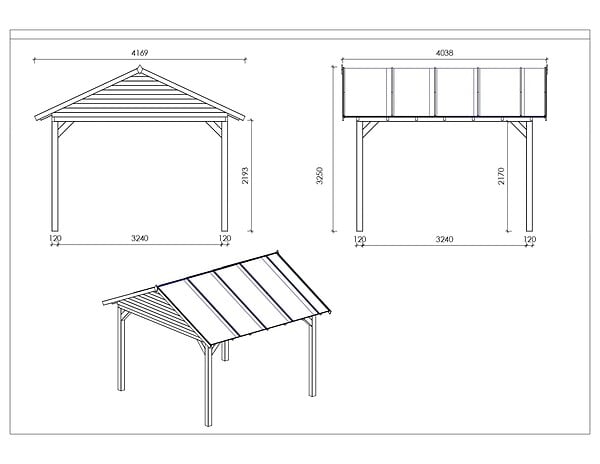 ALTANKA - carport  4,04x4,17 m - traité - large
