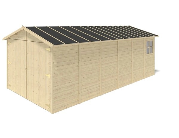 ALTANKA - Garage en bois - 18.19m2 - 3.05x5.91m - Ep. 18mm - couleur: naturel - GAR29 - large