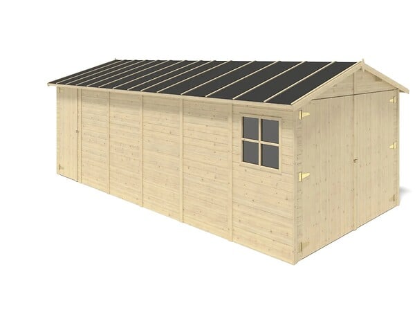 ALTANKA - Garage en bois - 18.19m2 - 3.05x5.91m - Ep. 18mm - couleur: naturel - GAR29 - large