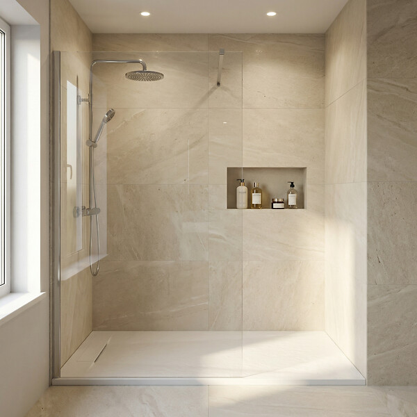 CERAMIA - Ceramia PixL 120x80 cm receveur de douche rectangulaire à poser en résine composite avec surface effet pierre, blanc (CERAPX12080W) - large